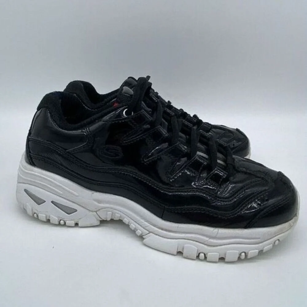 Skechers Shoes Womens 8.5 Black Leather Energy Thriller Knight Sneakers Ladies